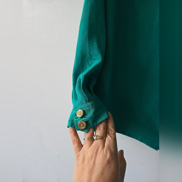 Vintage Potomac Collection green blouse 12 - Picture 5 of 6